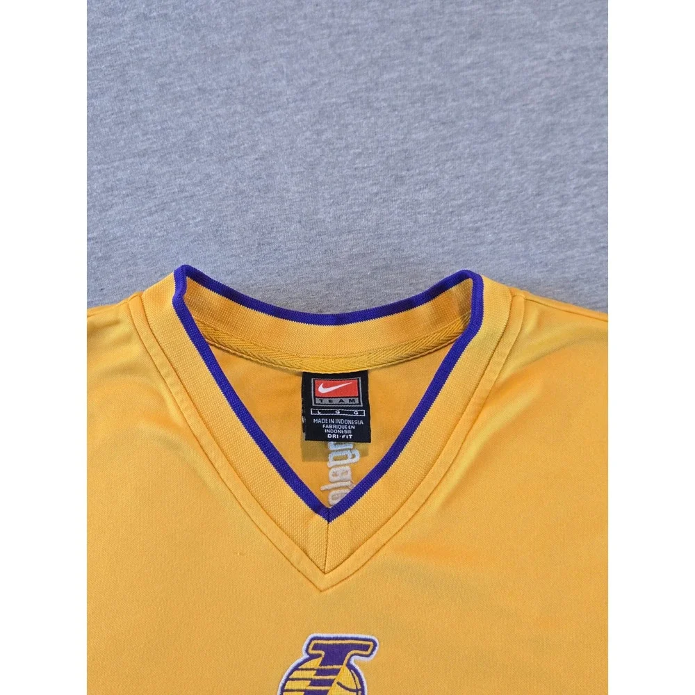 Vintage Nike Warm Up Shirt Mens Large Gold 2002-03 Los Angeles Lakers NBA Y2K